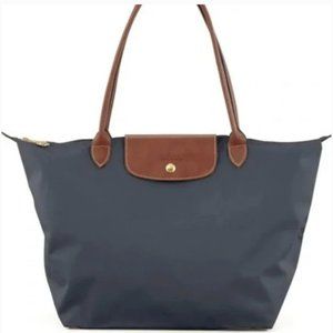 Longchamp Le Pliage Medium Nylon Shoulder Tote (Blue Gray)